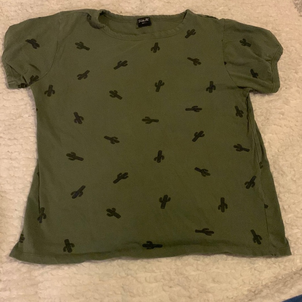 Army green top with cactuses very classy and lightly worn